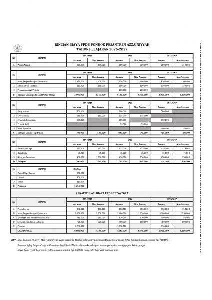 RINCIAN BIAYA 2026/2027